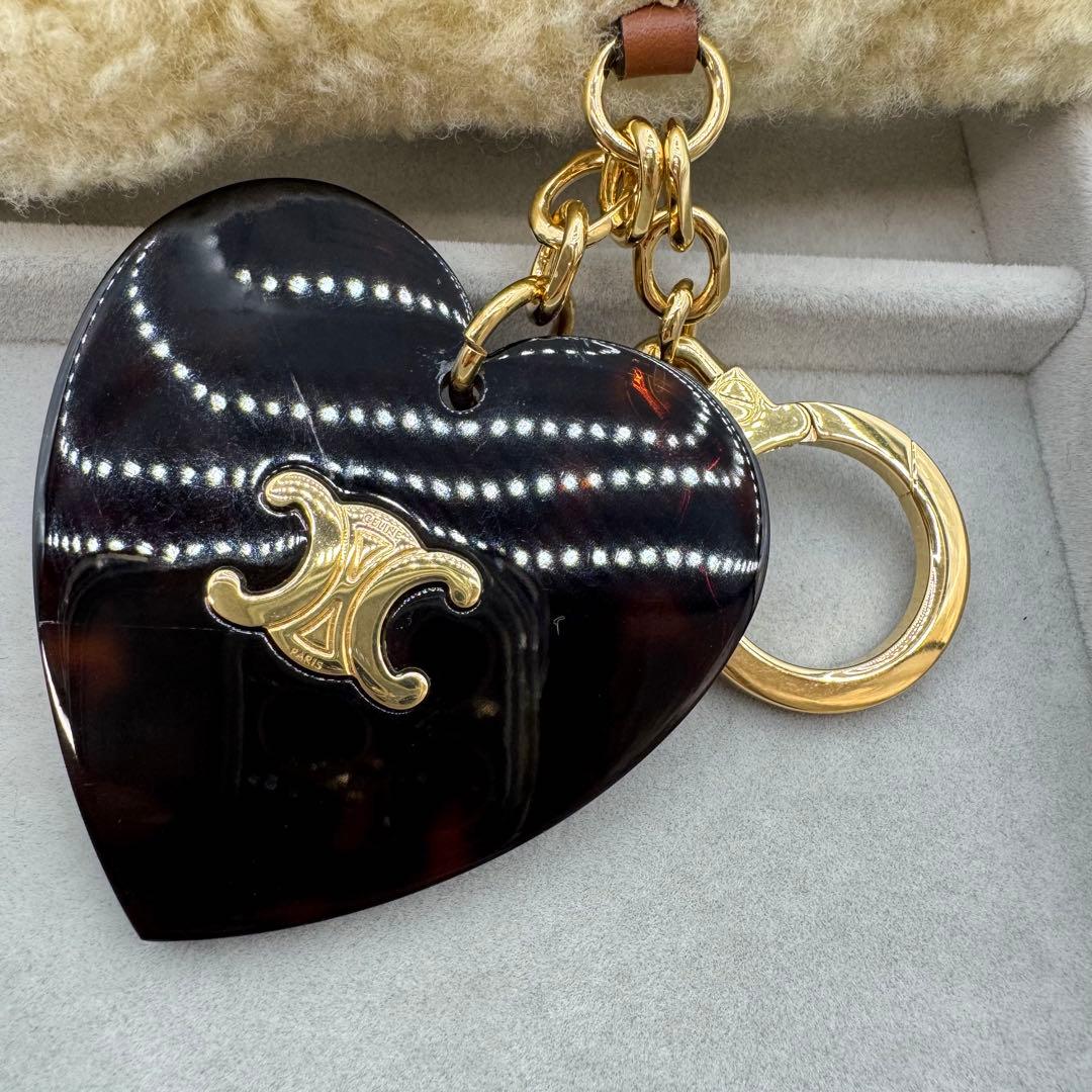 【保管袋付き】CELINE トリオンフ　ポンポンチャーム　ハート　ブラウン