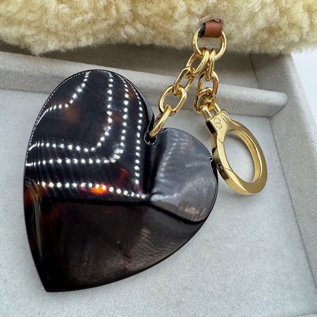 【保管袋付き】CELINE トリオンフ　ポンポンチャーム　ハート　ブラウン