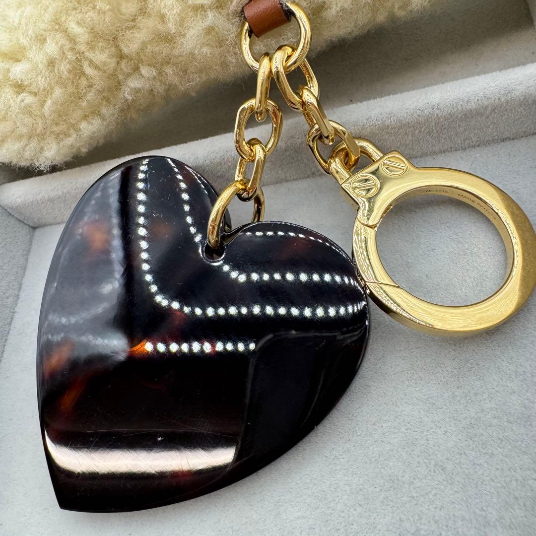 【保管袋付き】CELINE トリオンフ　ポンポンチャーム　ハート　ブラウン