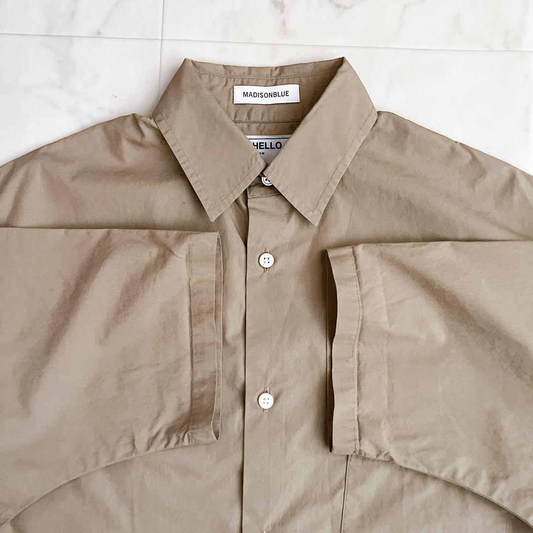 ひろみ様 マディソンブルー コットン 半袖 シャツブラウス ベージュ XS