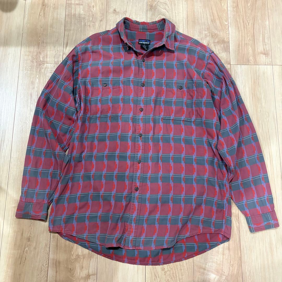 90s patagonia パタゴニア 総柄 ネルシャツ風 雪なしタグ 長袖