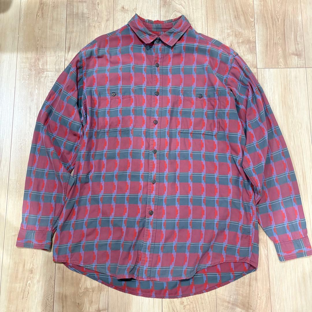 90s patagonia パタゴニア 総柄 ネルシャツ風 雪なしタグ 長袖