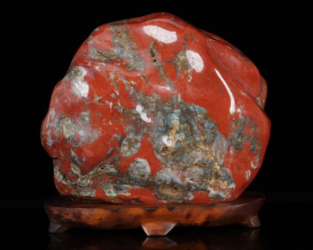 【希少・美石】佐渡 錦紅石 錦石 赤玉石　赤石 水石 原石 鑑賞石 25.8kg