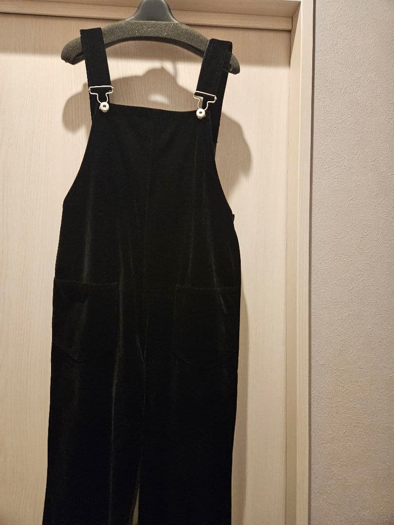 トレフルプラスワン　ベルベットオーバーオール　ブラック　サロペットオールインワン