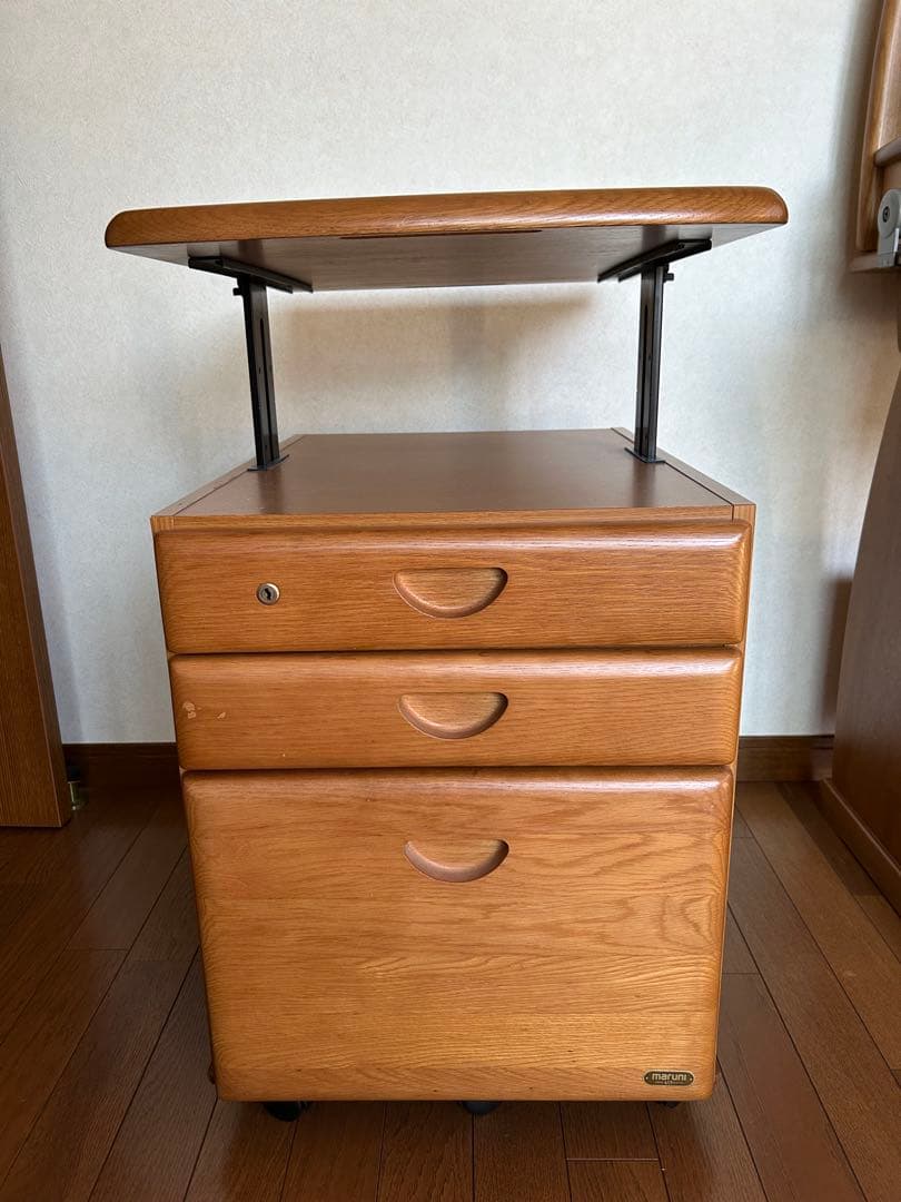 マルニ　天然木　学習机　②ワゴン（昇降式）