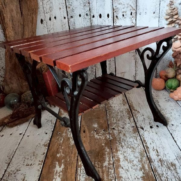 ヴィンテージ アイアン ローテーブル ウッド サイドテーブル 鉄脚 木製 無垢
