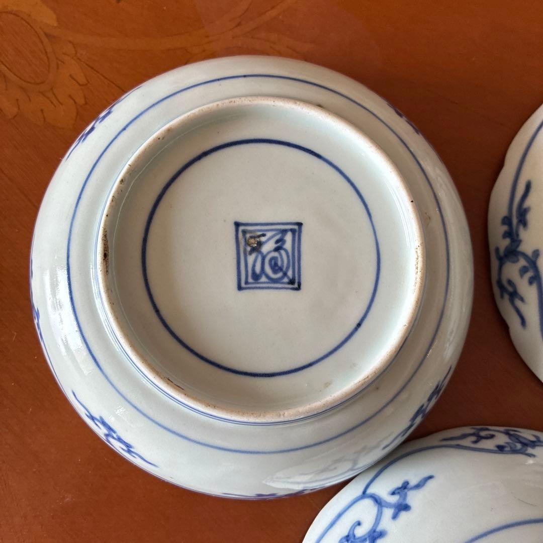 古伊万里　花唐草　渦福　なます　3枚