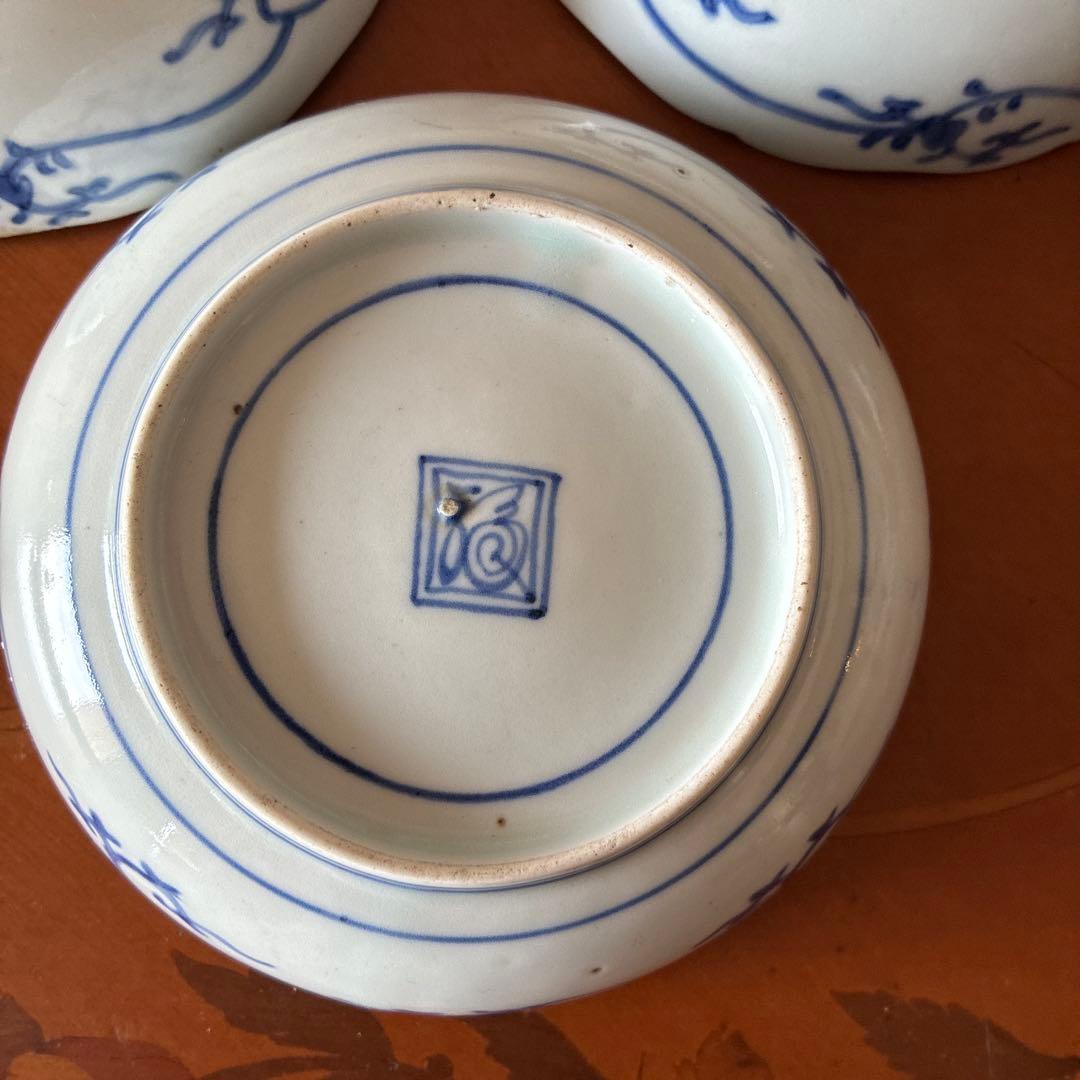 古伊万里　花唐草　渦福　なます　3枚