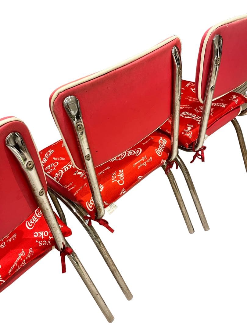 『希少非売品』CocaCola コカコーラ カフェチェア椅子 イス 赤4脚セット