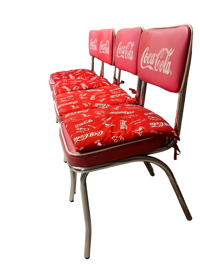 『希少非売品』CocaCola コカコーラ カフェチェア椅子 イス 赤4脚セット