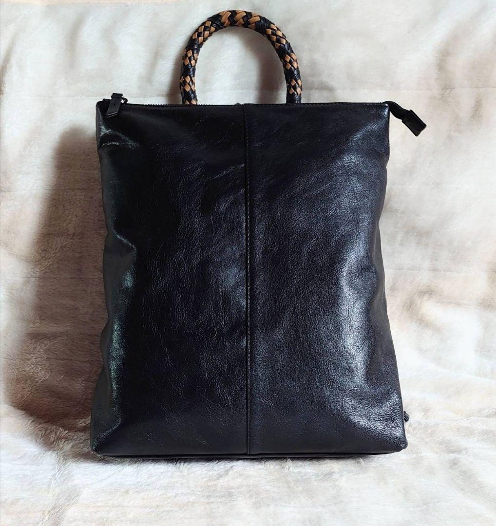 イアパピヨネ ミックス編みリュックサック 本革 リュック A4対応