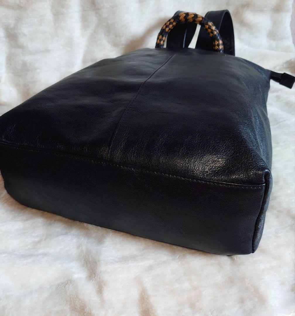 イアパピヨネ ミックス編みリュックサック 本革 リュック A4対応