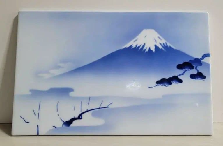 深川製磁 富士山 赤富士陶板画 ３枚セット