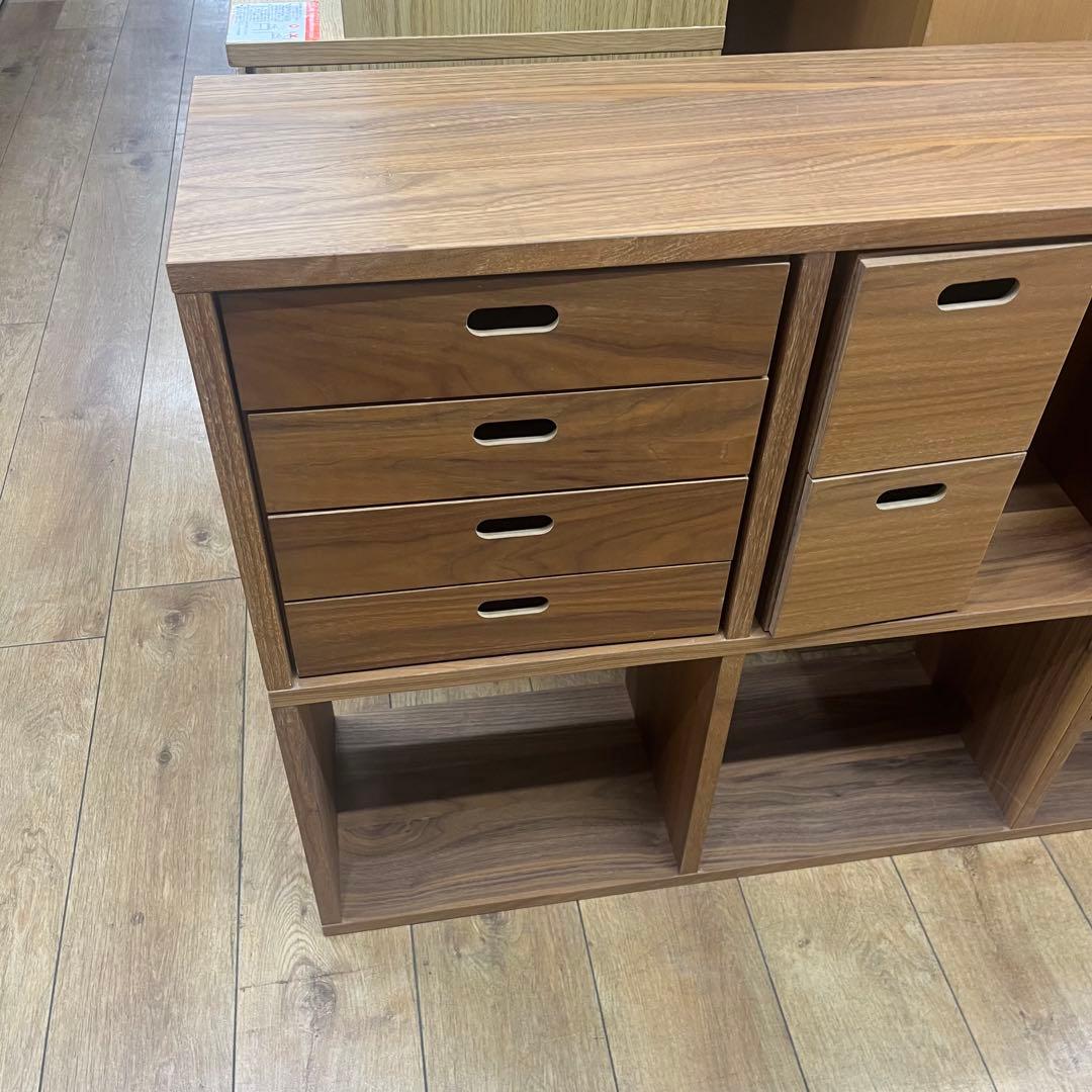 無印良品スタッキングシェルフ　ウォールナット材　➕引き出し4段2点セット