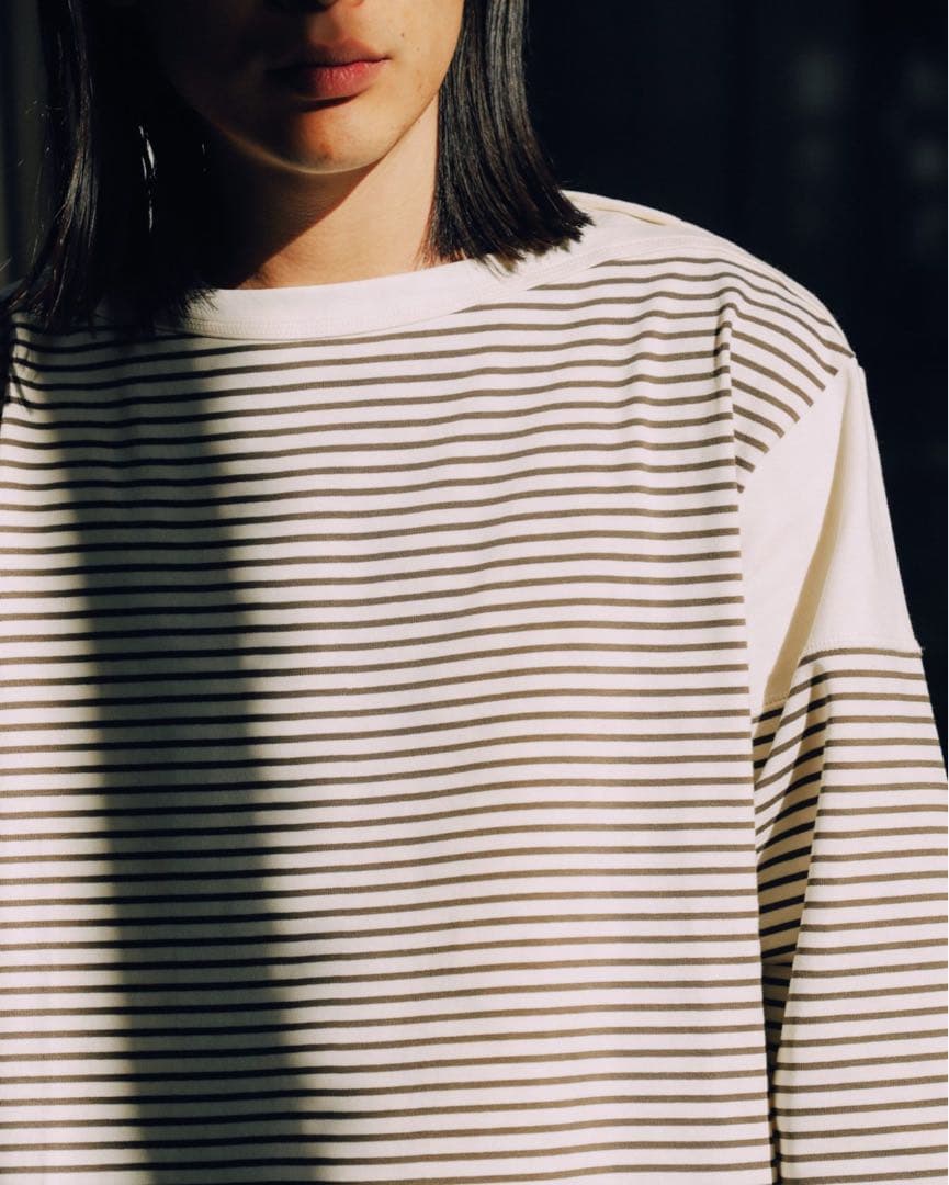 トップス ANSNAM BORDER BOAT NECK L/S TEE