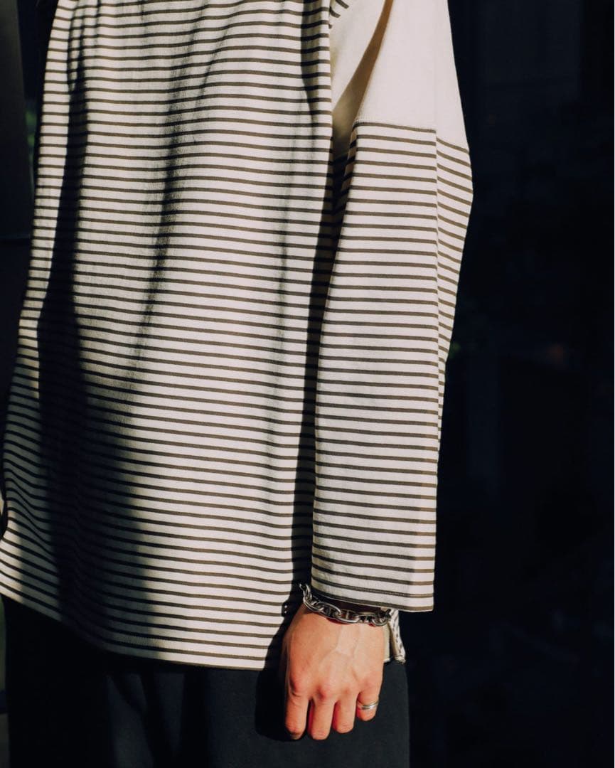 トップス ANSNAM BORDER BOAT NECK L/S TEE