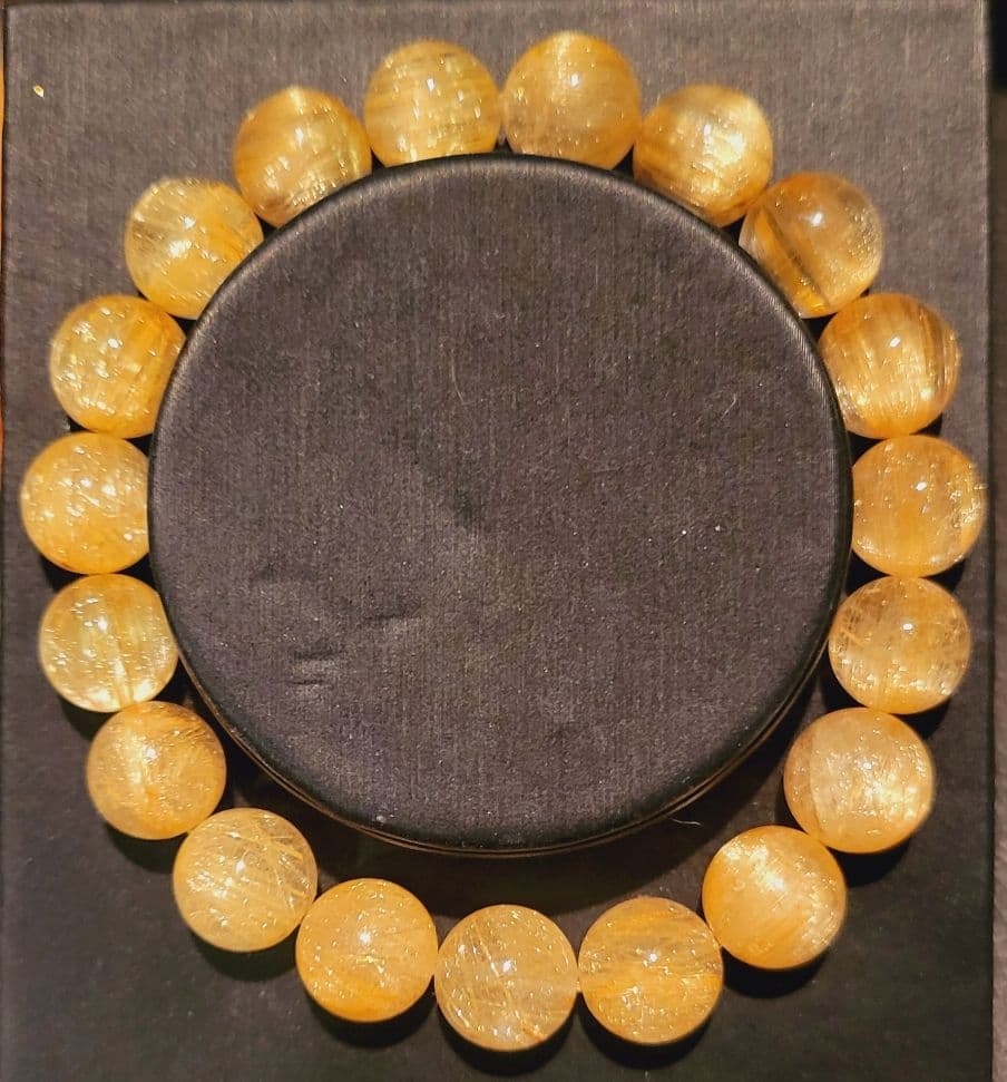 ★高品質★天然キラキラゴールドミチミチ針ルチルブレスレット　贅沢11㎜玉