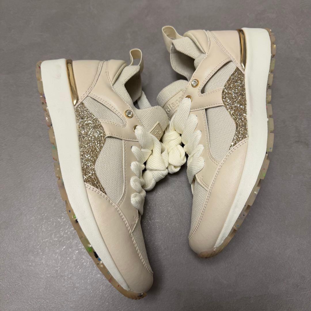 +diana ニットコンビスニーカー （ベージュ生地）　23.5cm