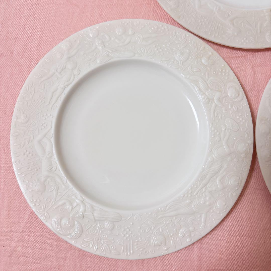 ローゼンタール ホワイト 魔笛 マテキ 陶磁器 浮き彫り皿 19cm 3枚セット