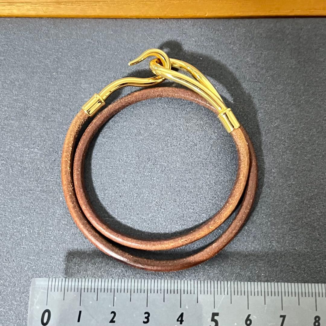 HERMES エルメス ジャンボ ブレスレット レザー ゴールド金具