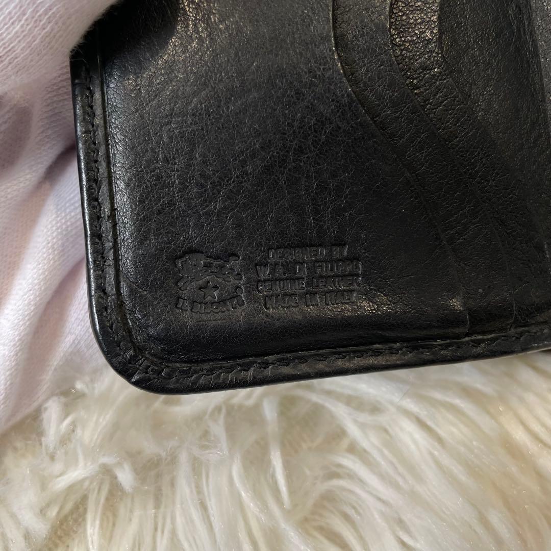 ILBISONTE イルビゾンテ 二つ折り財布 ブラック 金ボタン レザー 革