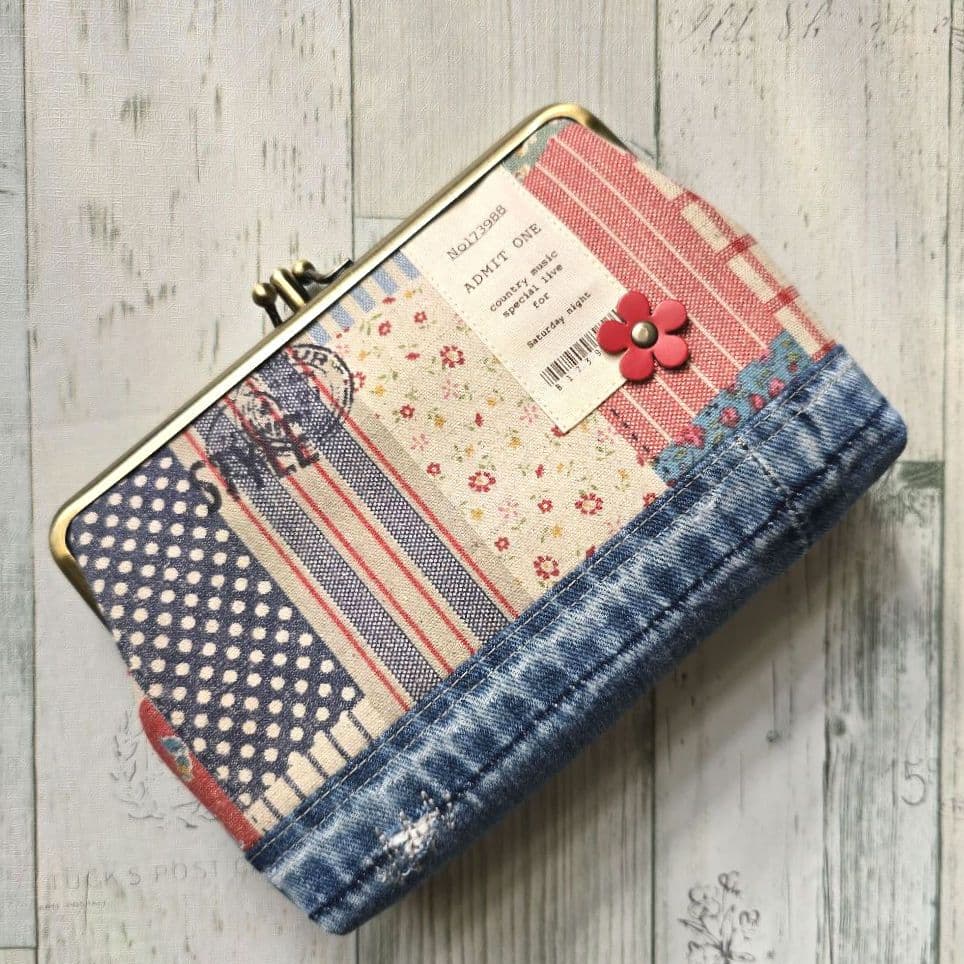 ハンドメイド がま口 がま口ポーチ がま口通帳ポーチ