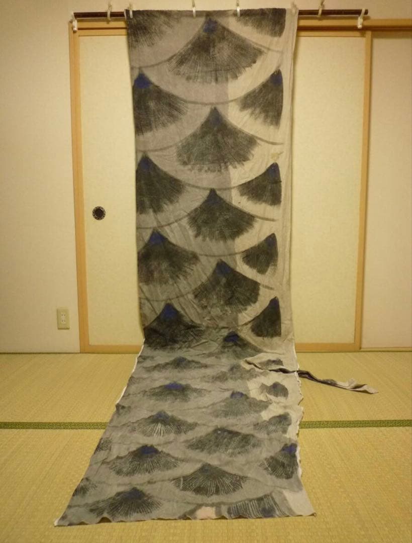 【古古布】木綿鯉のぼり生地　長さ320㎝　手描き