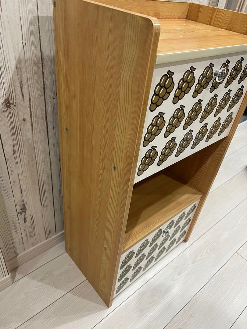 最終お値下げ❌レトロポップ 昭和レトロ お化粧台 ぶどうデザイン 鏡付き