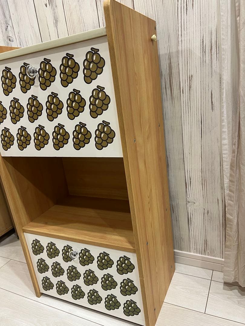 最終お値下げ❌レトロポップ 昭和レトロ お化粧台 ぶどうデザイン 鏡付き