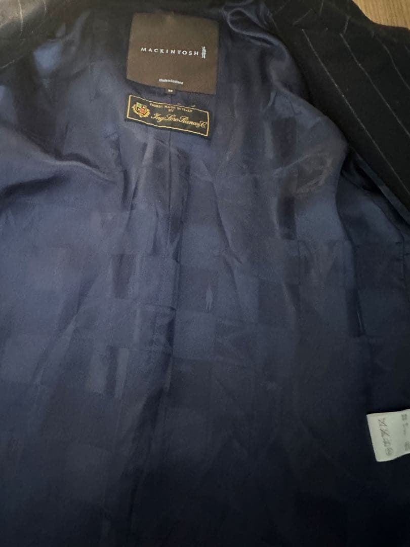 マッキントッシュ Macintosh ステンカラーコート ネイビー・ストライプ
