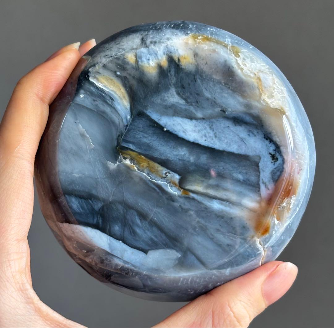 レアカラー　高品質　ブルーペトリファイドウッド　お皿