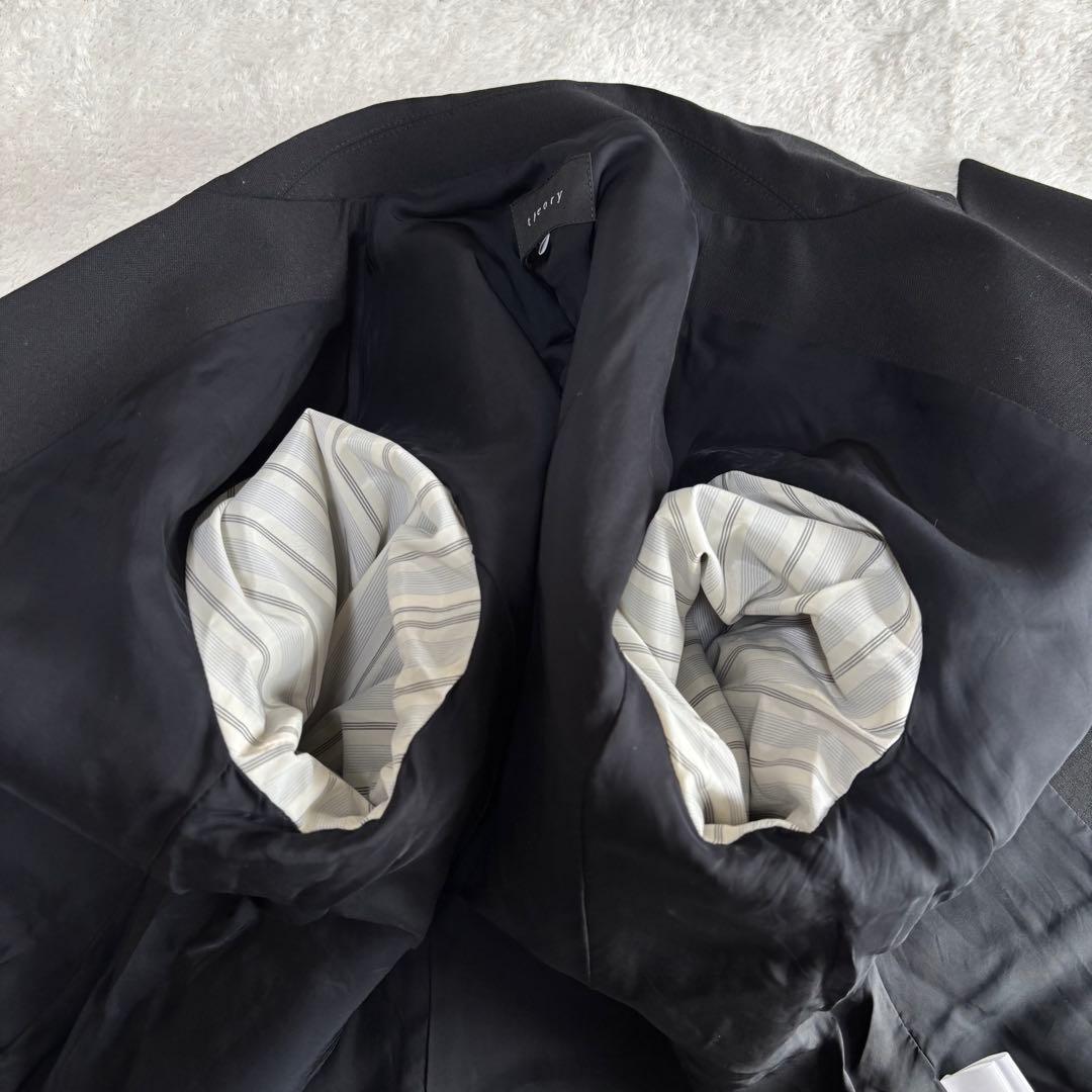 美品 theory セオリー スーツ ノーカラー パンツ 黒 3点セット S