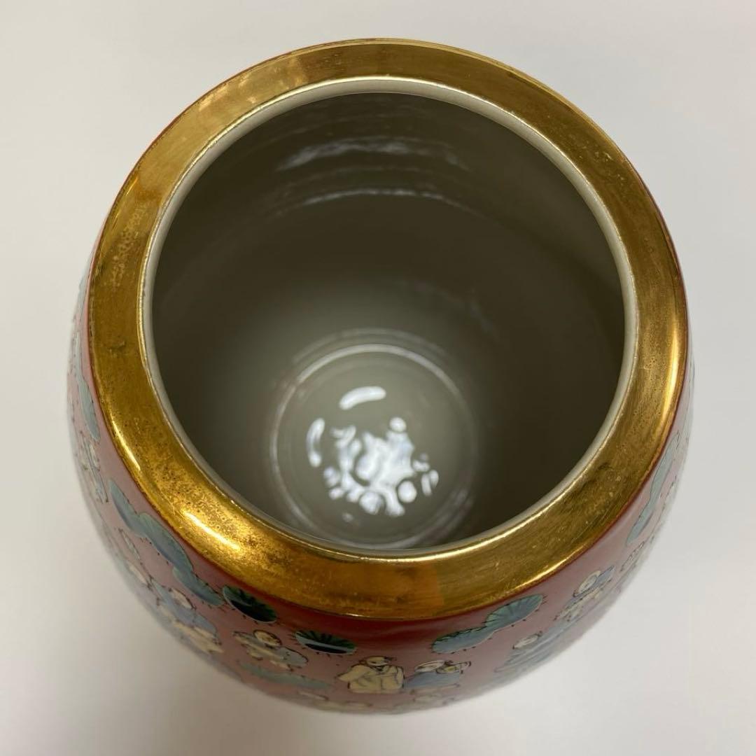 九谷焼 九谷木米 木米 花瓶 唐子 金彩 1点 壺 フラワーベース