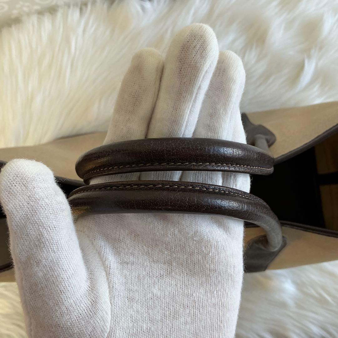 エルメス ガーデンパーティーPM トートバッグ トワルアッシュキャンバス レザー