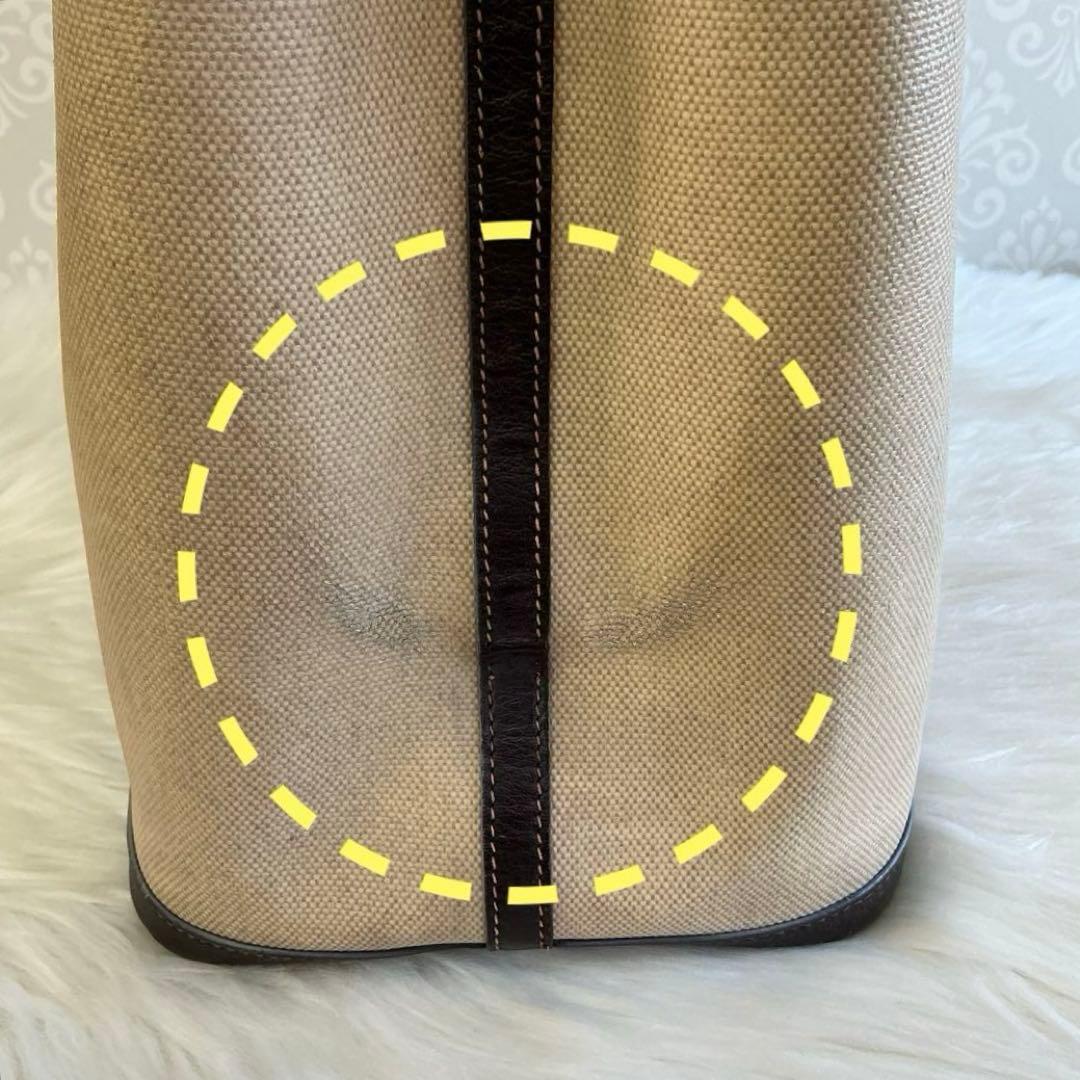 エルメス ガーデンパーティーPM トートバッグ トワルアッシュキャンバス レザー