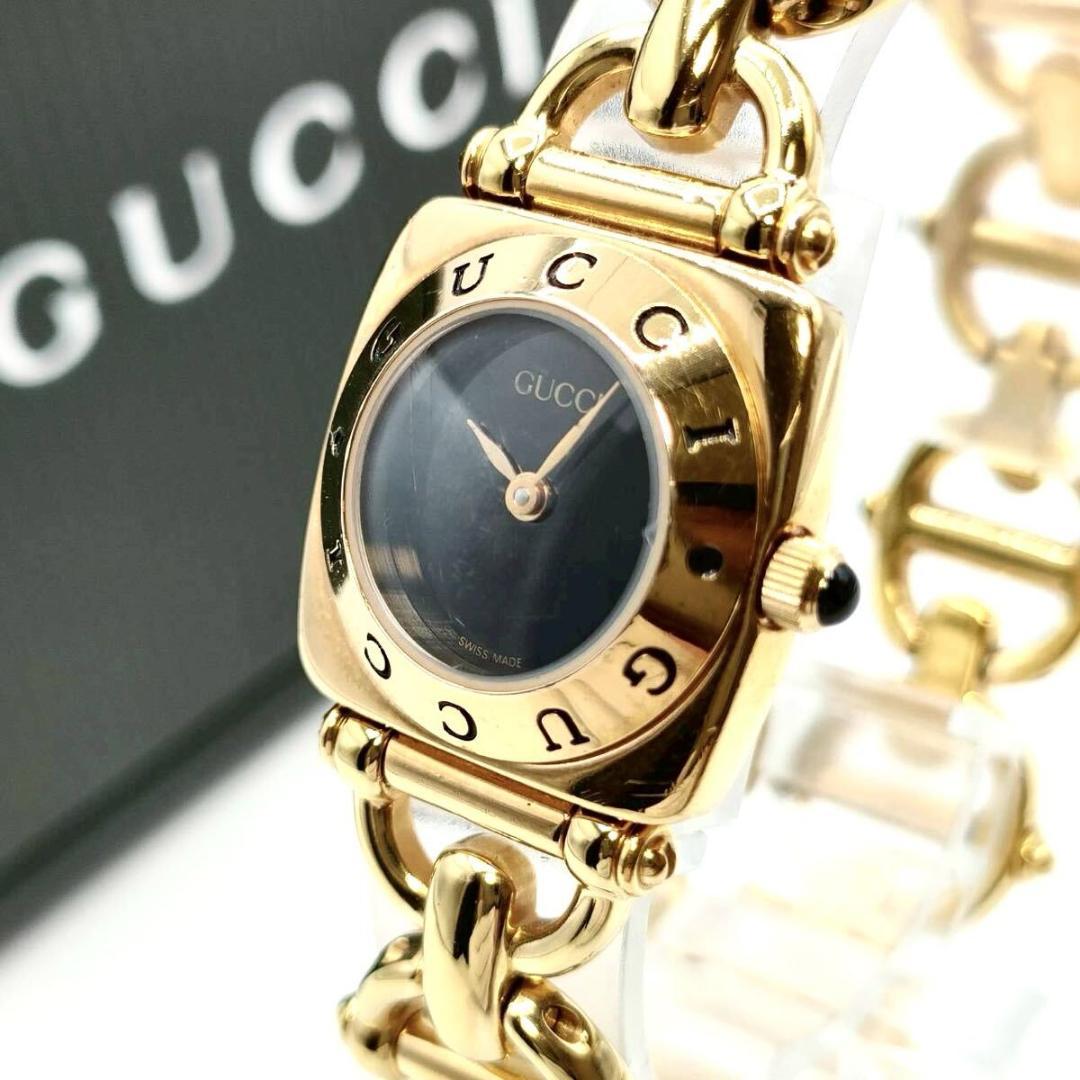 箱付稼働品 GUCCI 6400L クォーツ ゴールド レディース ホースビット