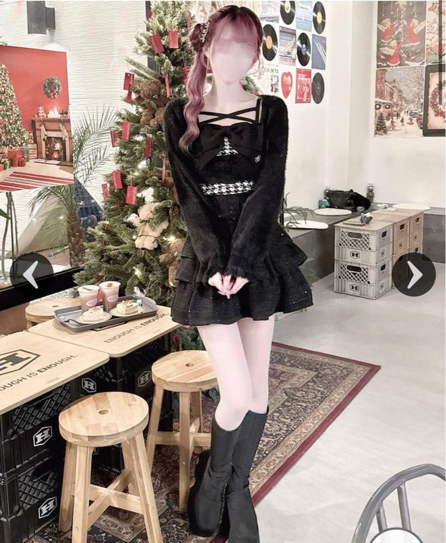 HONEY MEW ビッグリボンシャギーアンサンブルトップス ハニーミュウ