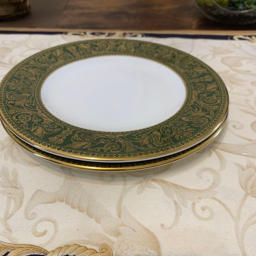未使用　ウェッジウッド フロレンティーン　グリーン＆ゴールド　ケーキプレート