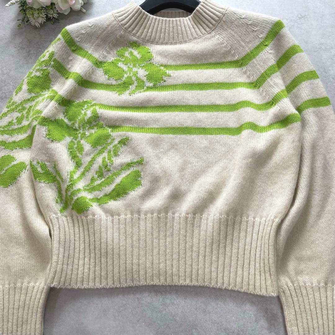 お洒落✨エルマンノシェルヴィーノ ニット セーター リブニット カシミヤ 花