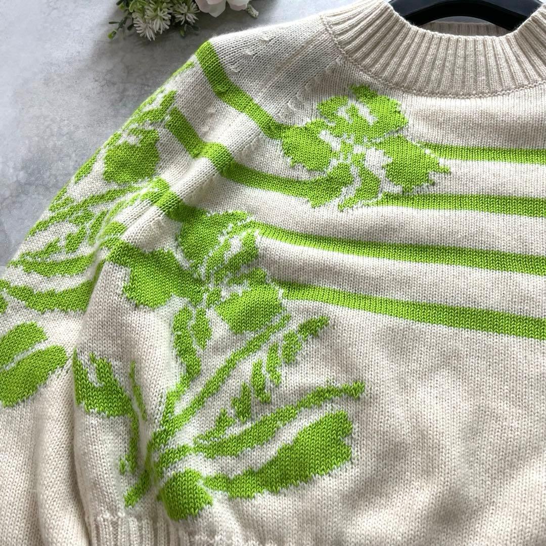 お洒落✨エルマンノシェルヴィーノ ニット セーター リブニット カシミヤ 花