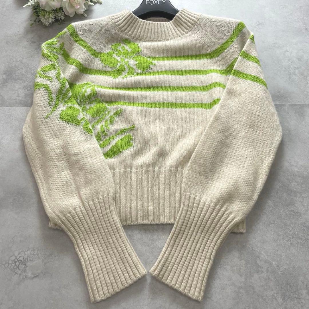 お洒落✨エルマンノシェルヴィーノ ニット セーター リブニット カシミヤ 花