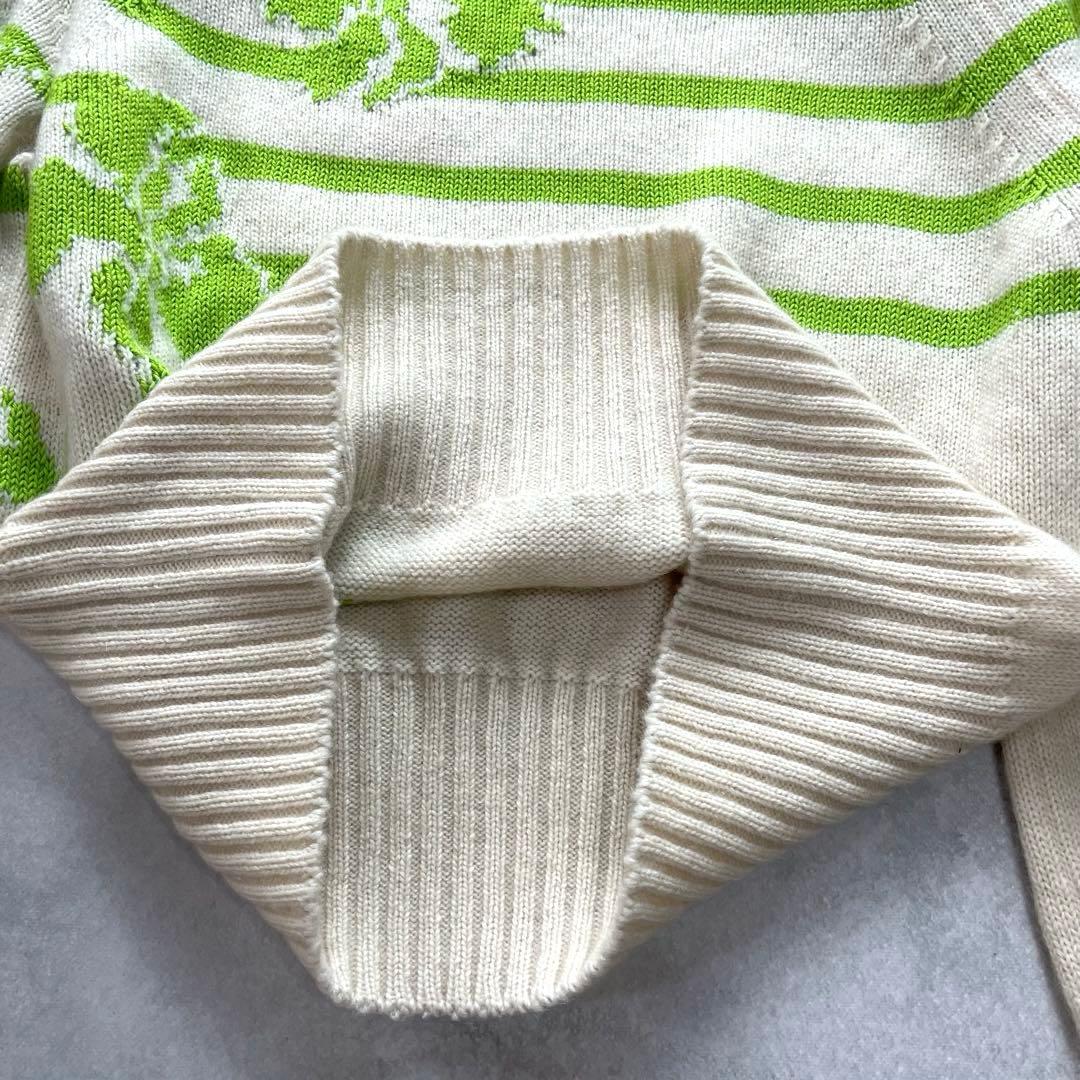 お洒落✨エルマンノシェルヴィーノ ニット セーター リブニット カシミヤ 花