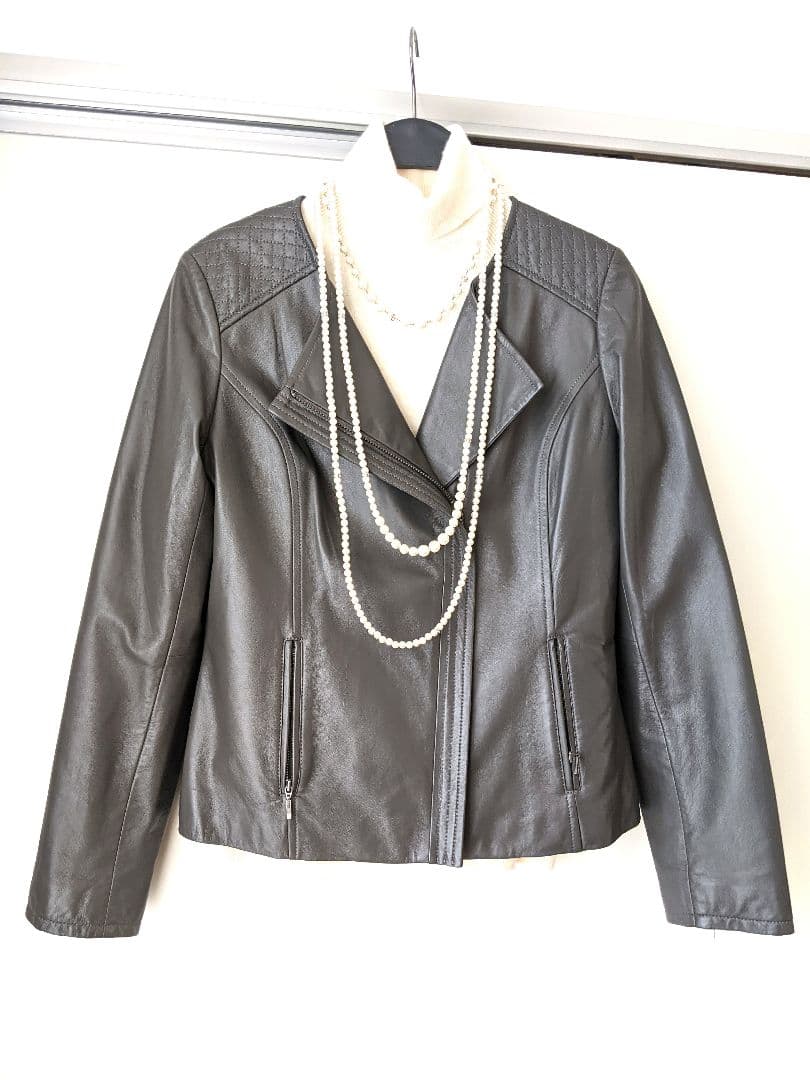 【極美品】ファー使いダウンベスト×ラムレザー3WAYジャケット　ダークグレー　L