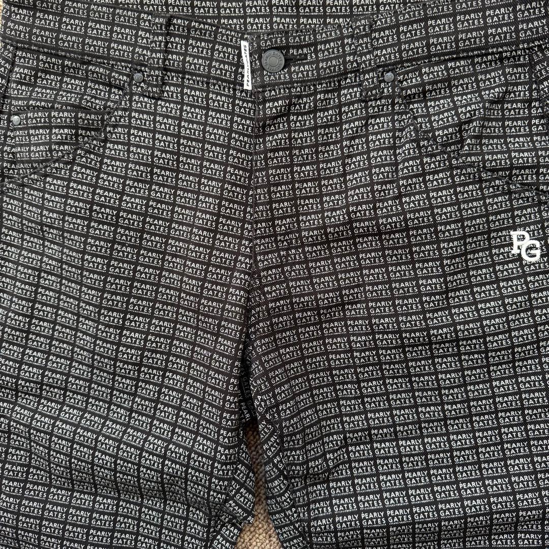 美品　パーリーゲイツ　パンツ　総柄　黒　白　M〜L相当　コットン素材　4 ゴルフ