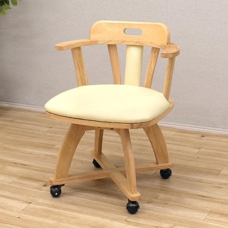 TR DC SC　4脚　回転式ダイニングチェア　肘付アーム　キャスターナチュラル