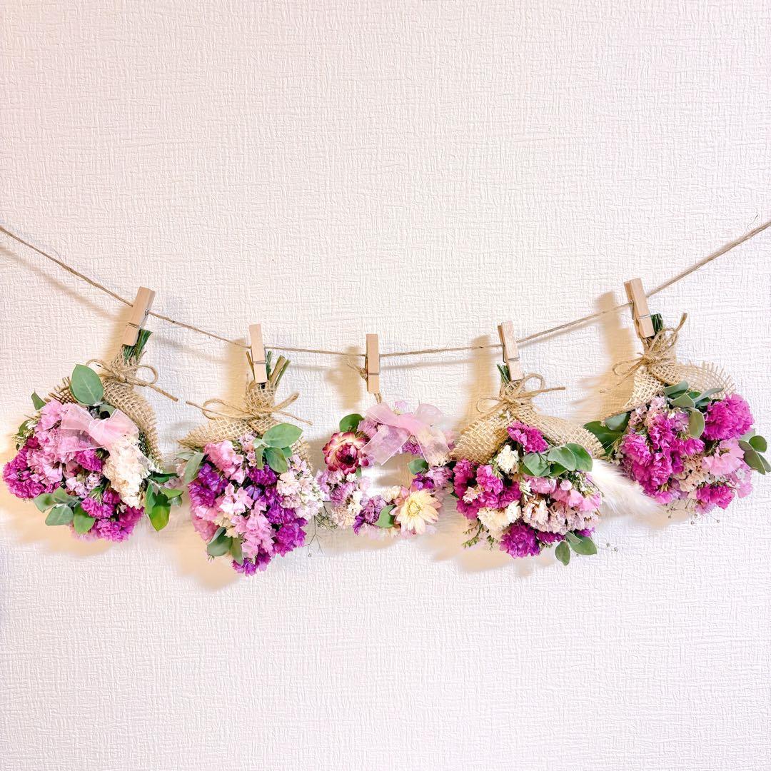 ドライフラワー スワッグ ガーランド ピンク 林檎 バラ