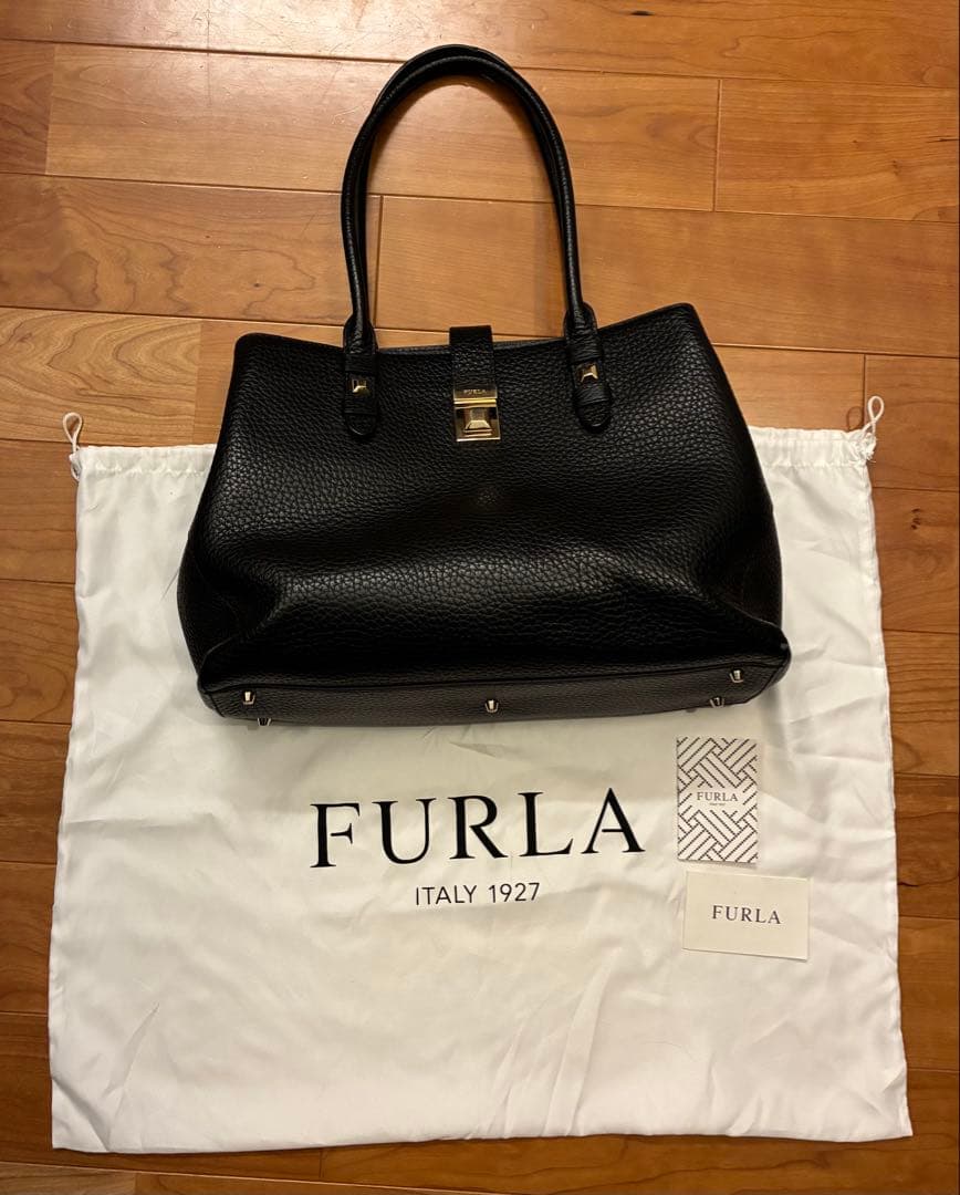 FURLA フルラ　ジョアン　トートバッグ　ブラック　シボ革　大容量　黒