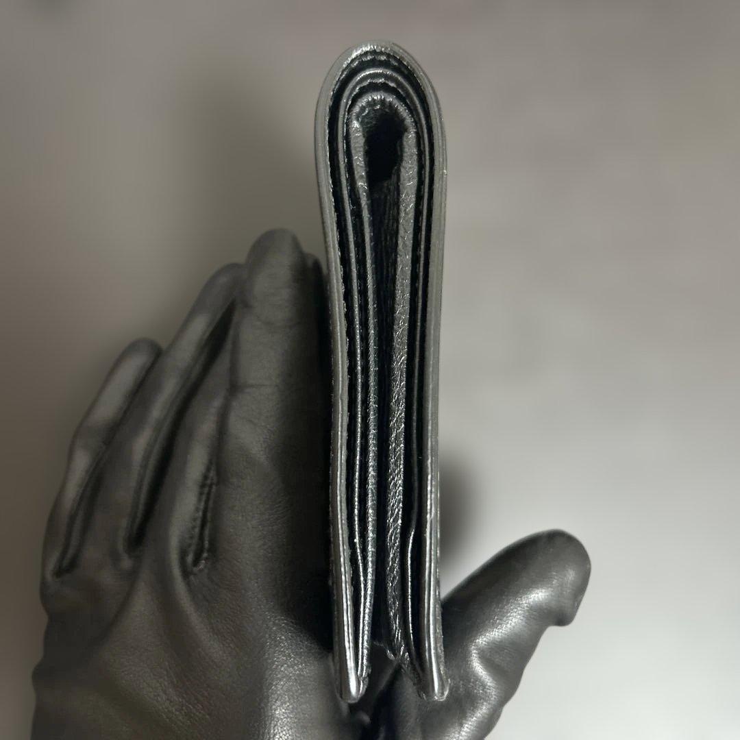 グッチ 二つ折り財布 シェリーライン レザー ブラック