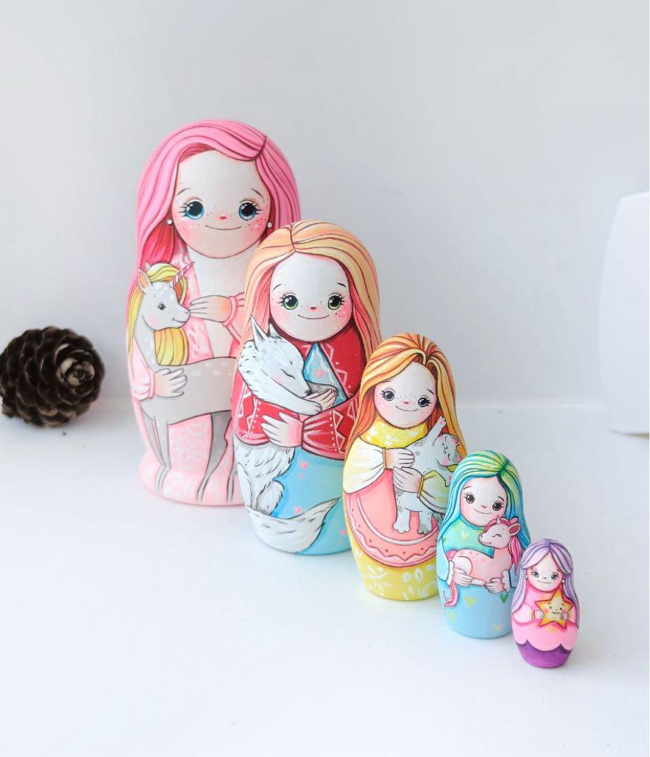 【baron】ロシア☆起き上がりこぼし猫, バラライカ&妖精マトリョーシカ