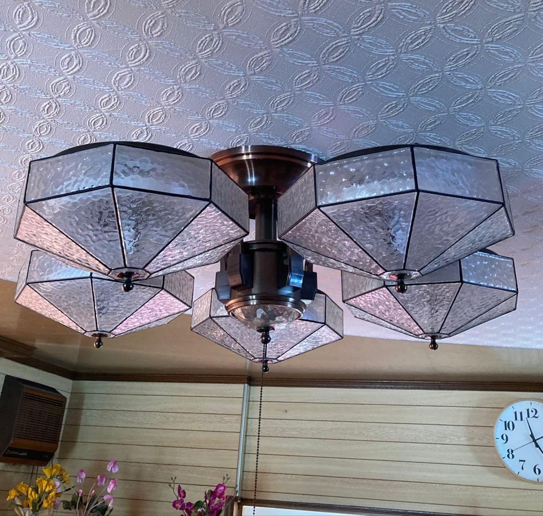 【たのメル便】昭和レトロ メーカー不明 シャンデリア 5灯 リビング照明